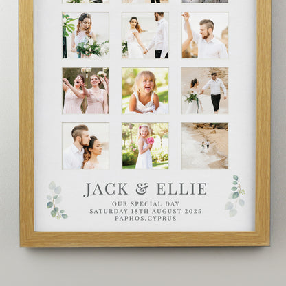Personalised Wedding Oak Multi Photo Frame