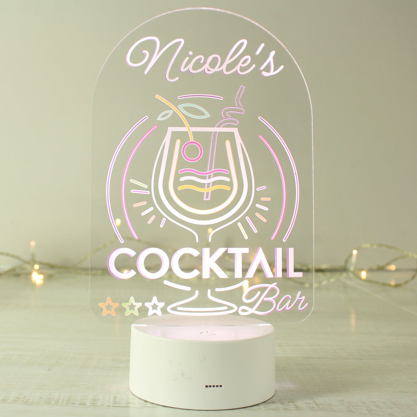 Personalised LED Colour Changing Cocktail Bar Sign