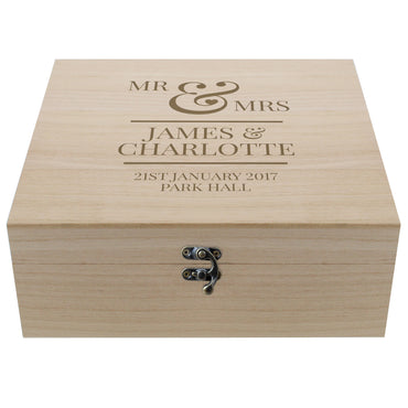 Personalised Mr & Mrs Large Wooden Keepsake Box