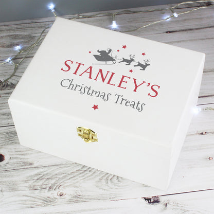 Personalised Christmas Eve White Wooden  Box