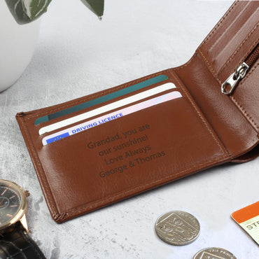 Personalised Free Text Tan Leather Wallet