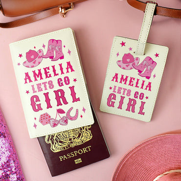 Personalised Cowgirl Luggage Tag & Passport Holder