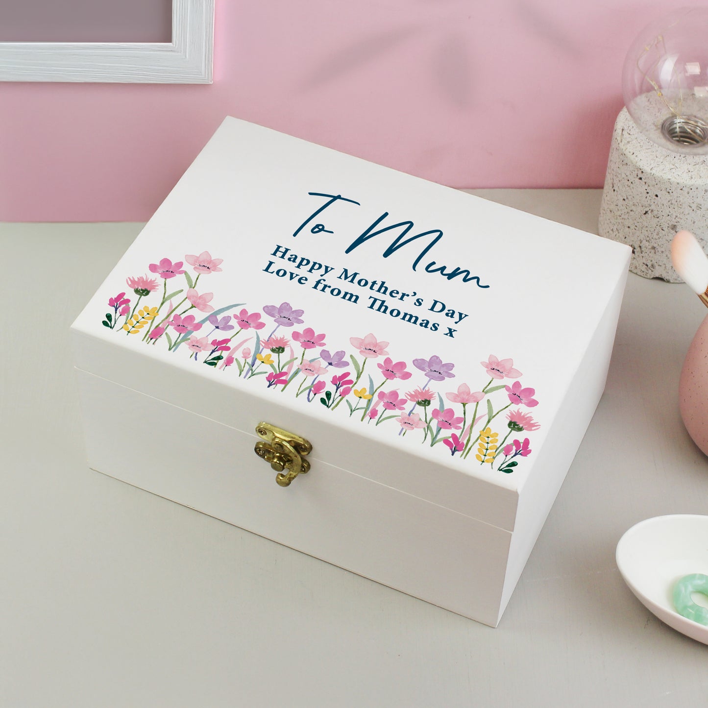 Personalised Floral Wooden Keepsake Box