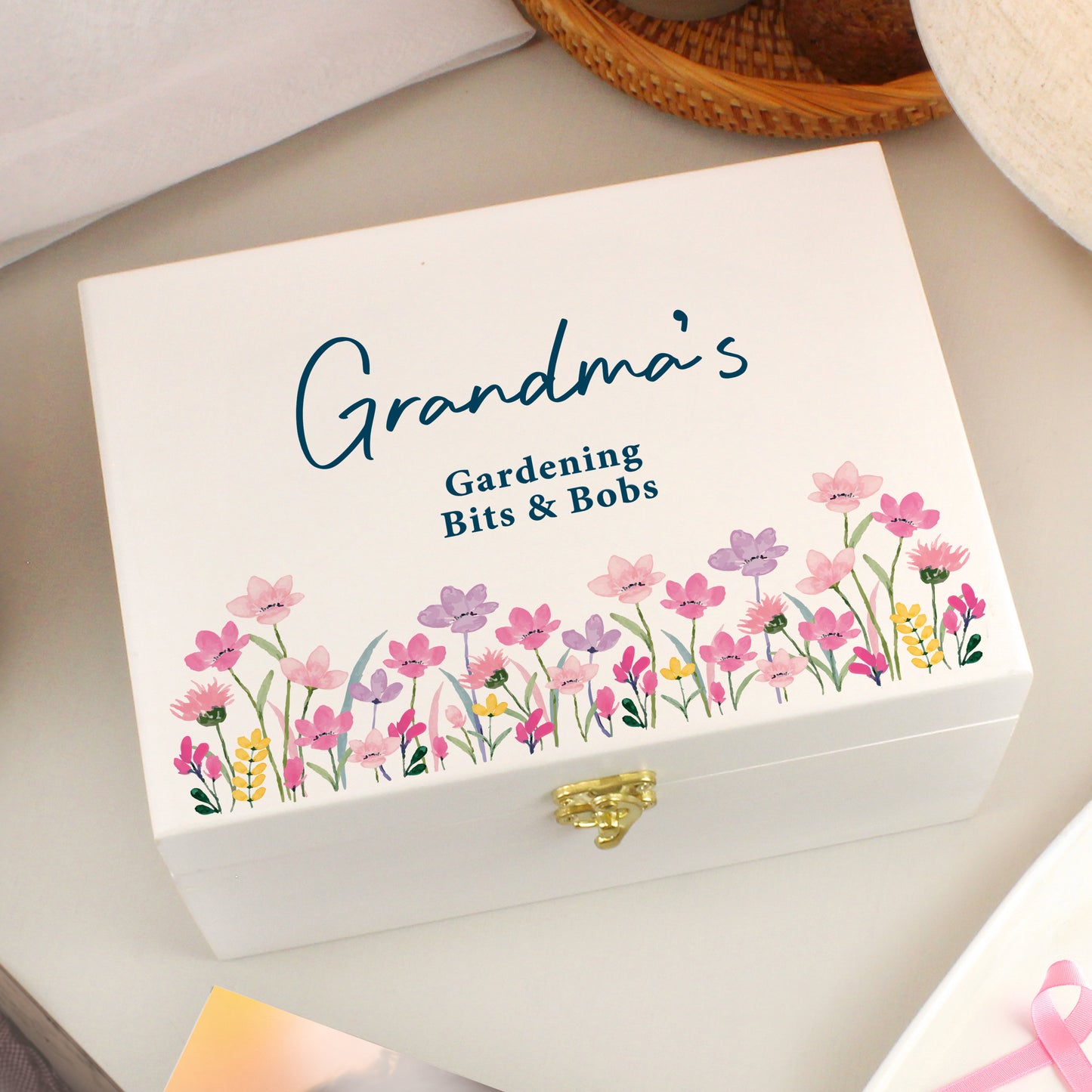 Personalised Floral Wooden Keepsake Box
