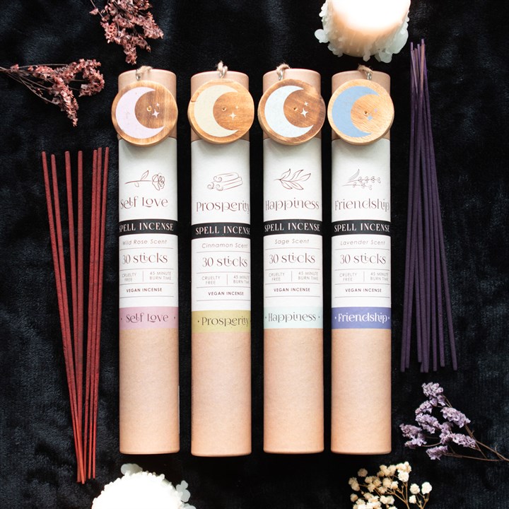 Set of 12 Herbal Magick Spell Incense Sticks with Display