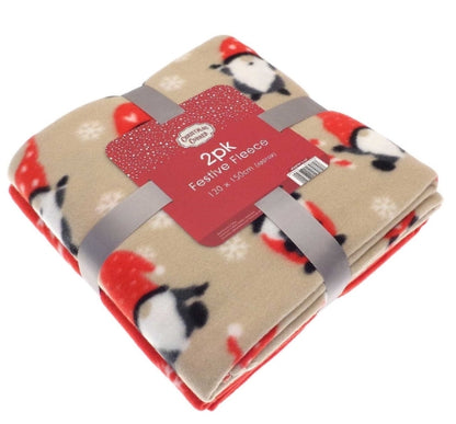 Pack Of 2 Gonk And Snowflake Fleece Throws