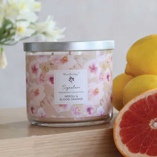 Neroli & Blood Orange Wax Tumbler Candle Jar by Woodbridge 410g
