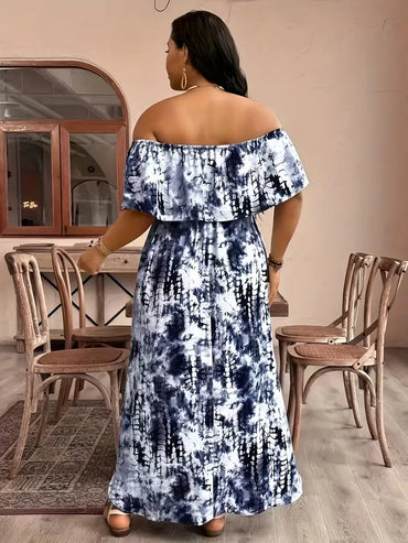 Off-Shoulder Tie-Dye Maxi Dress  Curve