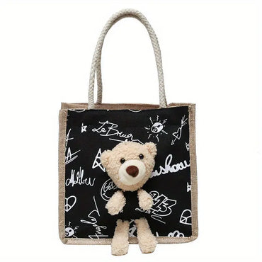 Cute 3D Teddy Bear Design Tote Bag