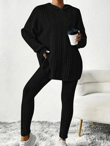 1 Set Solid Colour Ribbed Casual Loungewear Curve