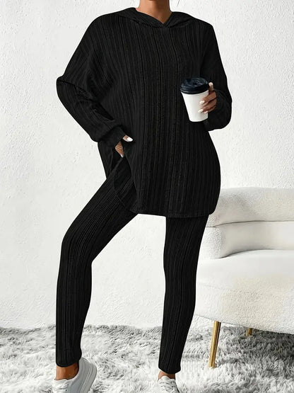 1 Set Solid Colour Ribbed Casual Loungewear Curve