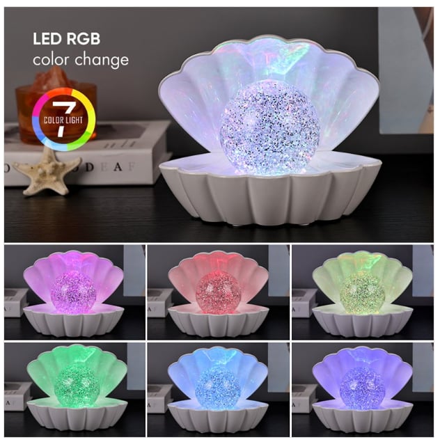SEASHELL GLITTER LAMP WHITE