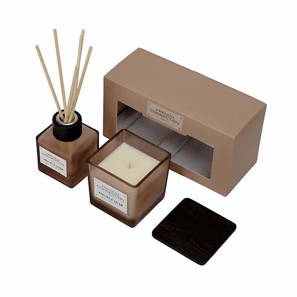 French Connection Praulines & Cream 220G Candle and 100ML Reed Diffuser Gift Set Square Design (Copy)